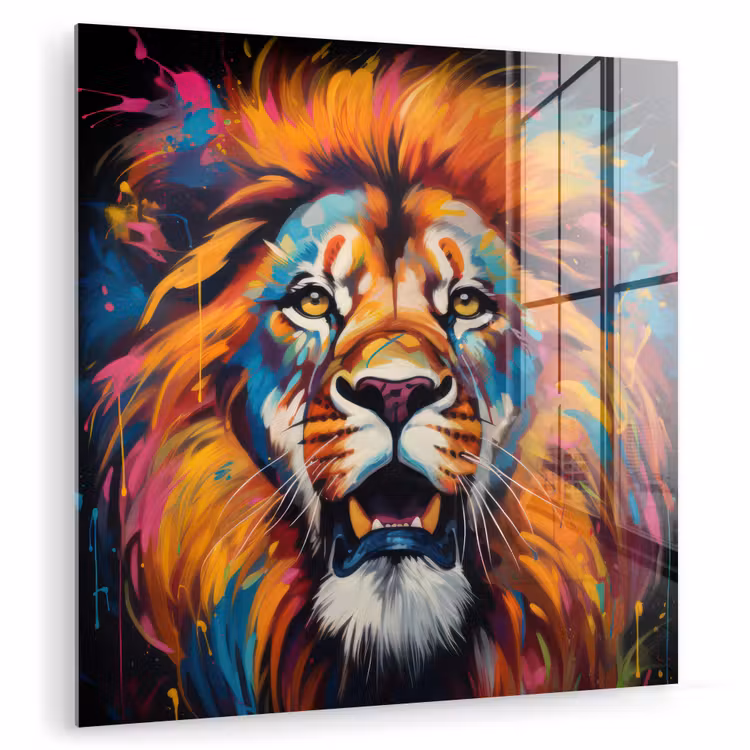 Leeuw - Graffiti - Dieren - Zwart plexiglas 5mm klein -zzzproduct_nieuw