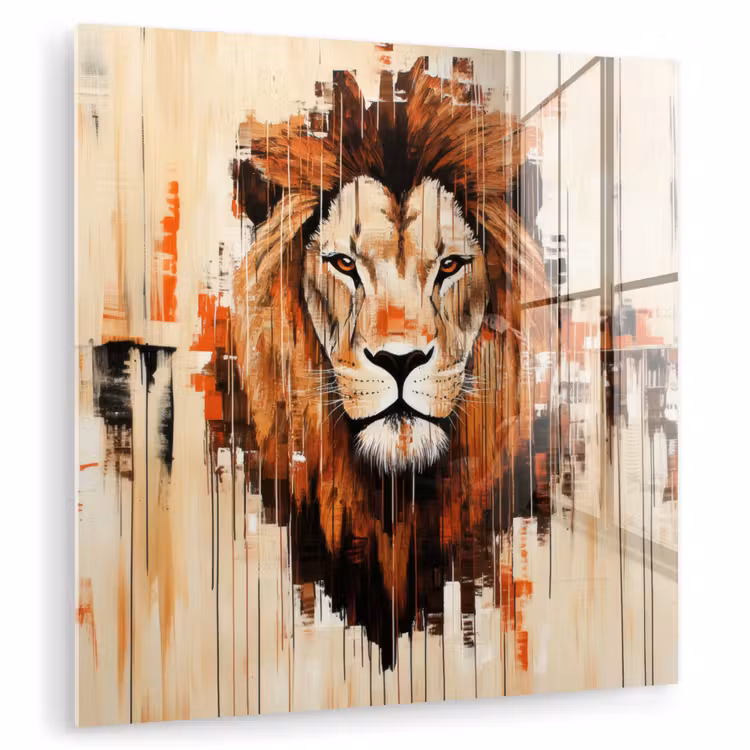 Leeuwenkop - Lijnen - Crème plexiglas 5mm klein -zzzproduct_nieuw