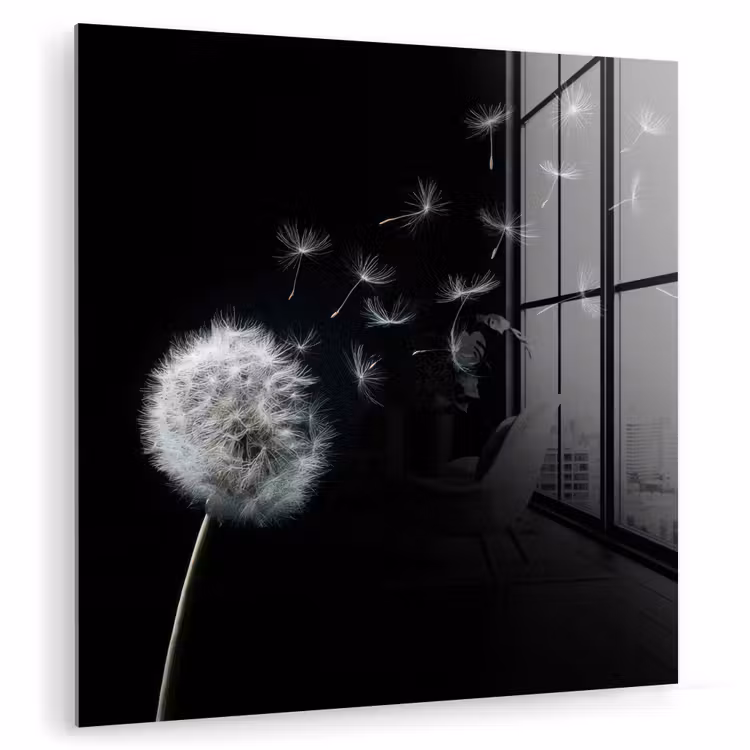Paardenbloem - Zwart - Natuur plexiglas 5mm klein -zzzproduct_nieuw