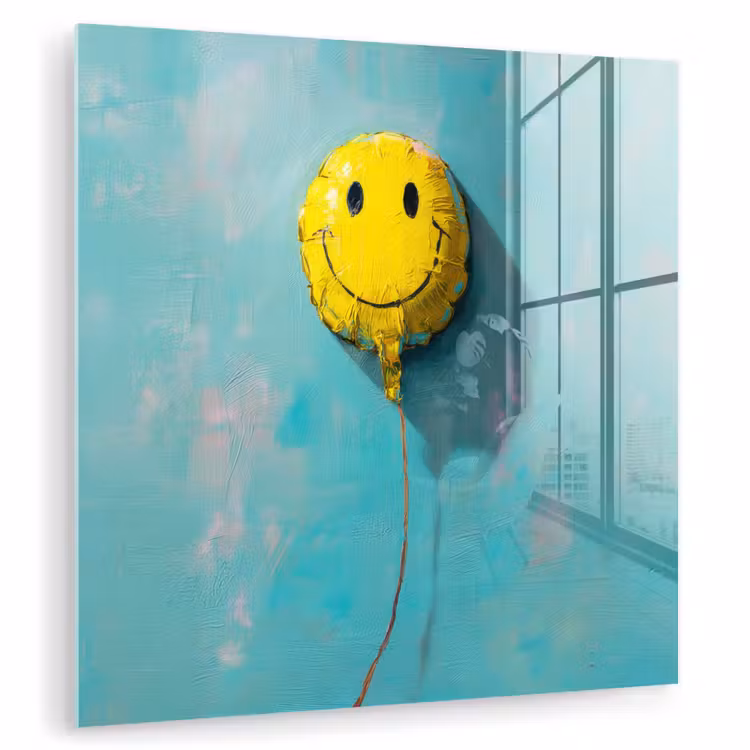 Ballon - Geel - Smiley plexiglas 5mm klein -zzzproduct_nieuw
