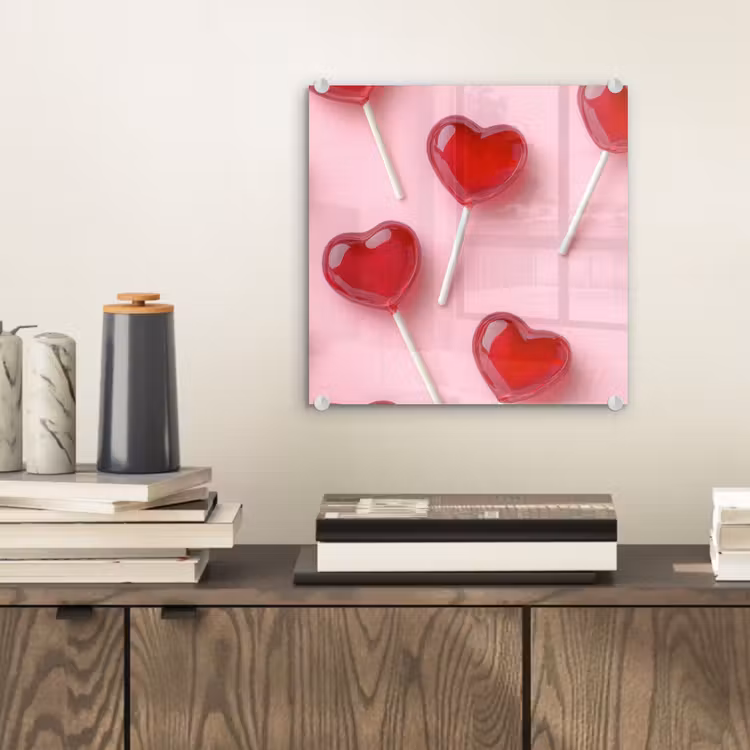 Lollies - Hartjes - Roze plexiglas 5mm klein -sfeer1
