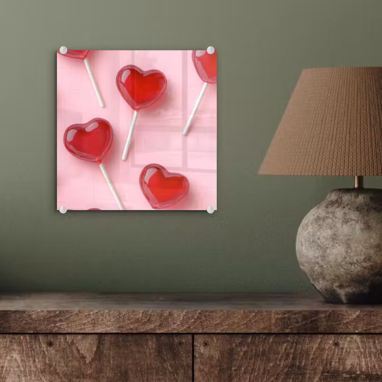 Lollies - Hartjes - Roze plexiglas 5mm klein -sfeer3