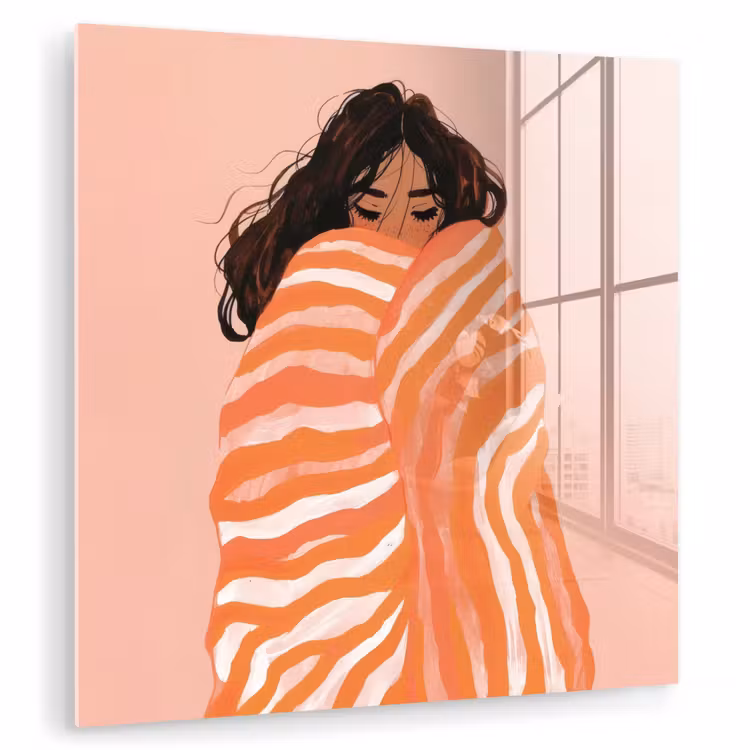 Meisje - Deken - Gestreept - Oranje plexiglas 5mm klein -zzzproduct_nieuw
