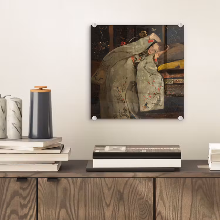 Meisje in witte kimono - Schilderij van George Hendrik Breitner plexiglas 5mm klein -sfeer1
