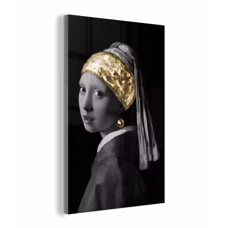 Meisje met de parel - Johannes Vermeer - Goud plexiglas 5mm klein -z3d