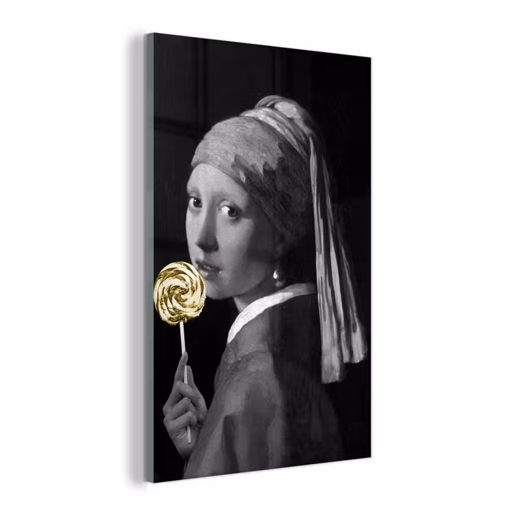 Meisje met de parel - Johannes Vermeer - Lolly - Goud plexiglas 5mm klein -z3d