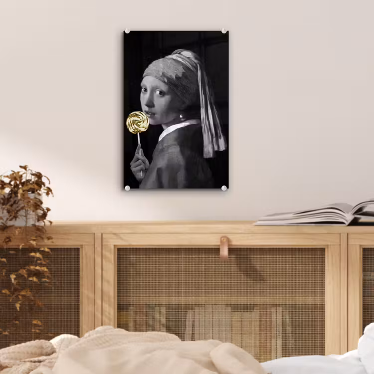 Meisje met de parel - Johannes Vermeer - Lolly - Goud plexiglas 5mm klein -sfeer4