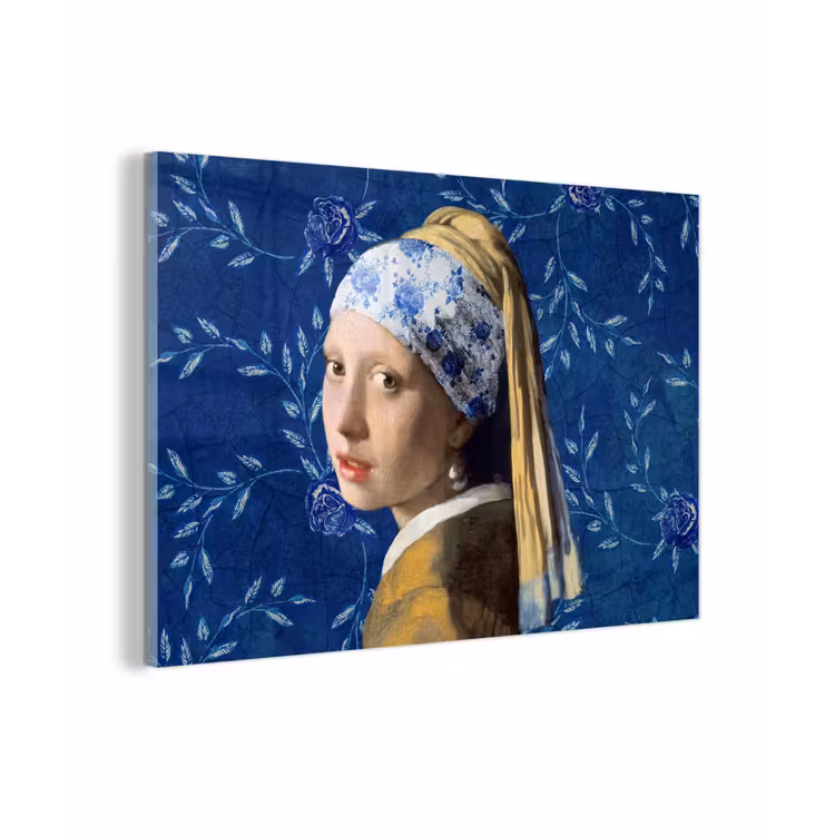Meisje met de parel - Delfts blauw - Vermeer - Bloemen - Schilderij - Oude meesters plexiglas 5mm klein -sfeer1