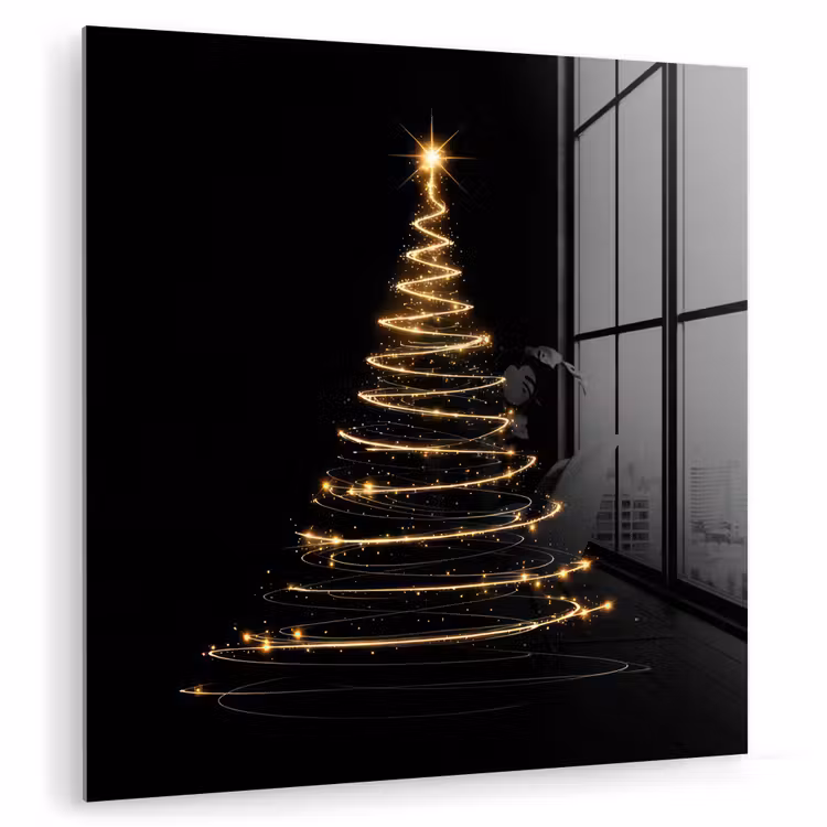 Magisch - Kerstboom - Lichtspiralen - Zwart plexiglas 5mm klein -zzzproduct_nieuw