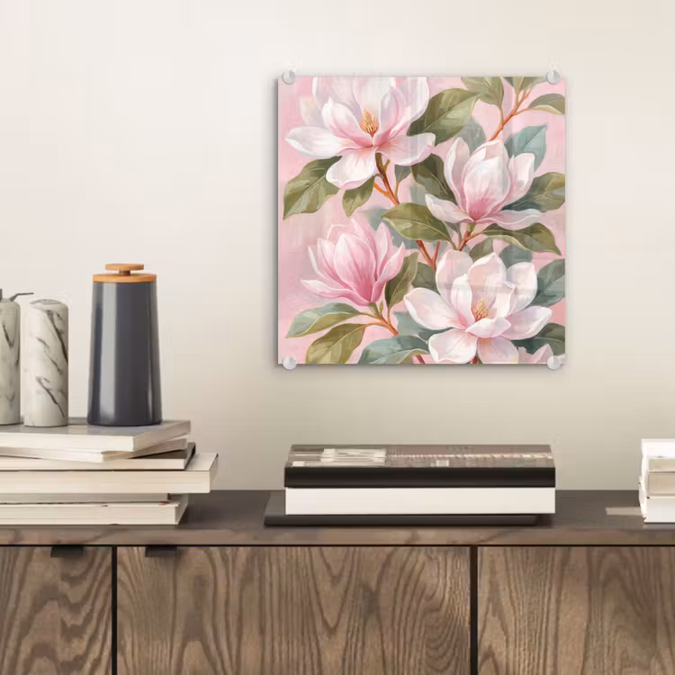 Magnolia's - Patroon - Roze plexiglas 5mm klein -sfeer1