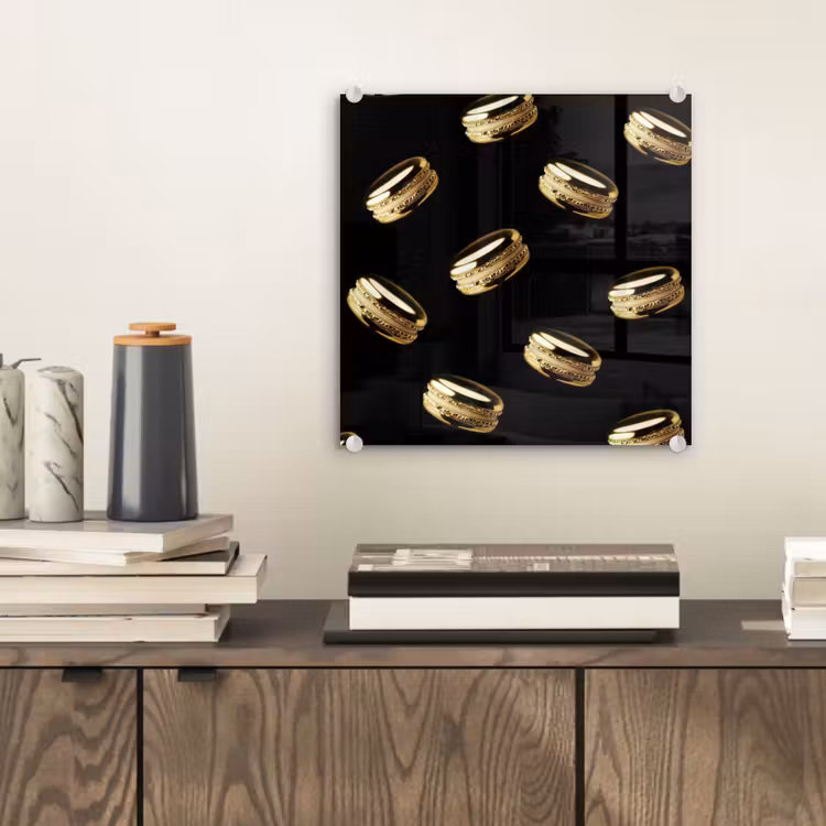 Macarons - Patroon - Goud - Zwart plexiglas 5mm klein -sfeer1