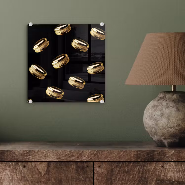 Macarons - Patroon - Goud - Zwart plexiglas 5mm klein -sfeer3