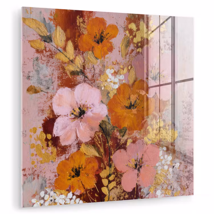 Schilderij - Bloemen - Rustiek - Roze plexiglas 5mm klein -zzzproduct_nieuw