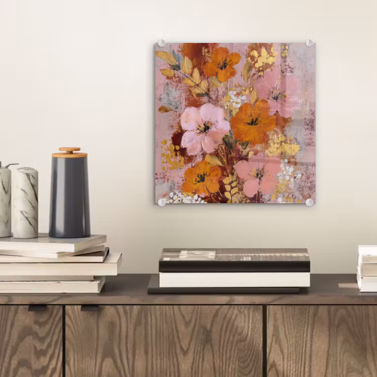 Schilderij - Bloemen - Rustiek - Roze plexiglas 5mm klein -sfeer1