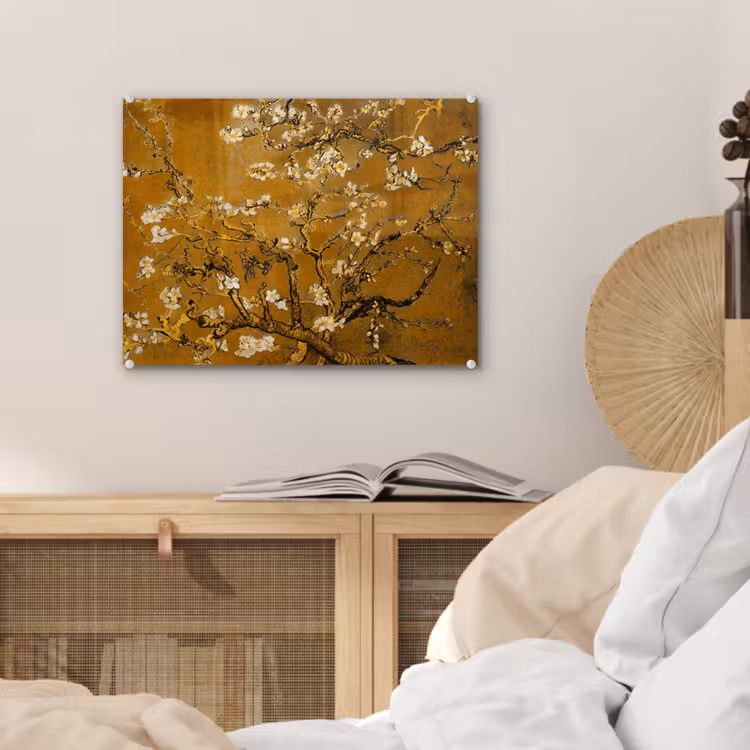 Amandelbloesem - Vincent van Gogh - Goud plexiglas 5mm klein -sfeer4