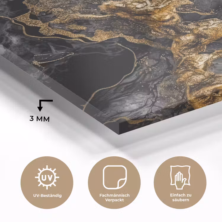 Marmer - Zwart - Goud - Abstract plexiglas 5mm klein -wsfeer2_DE
