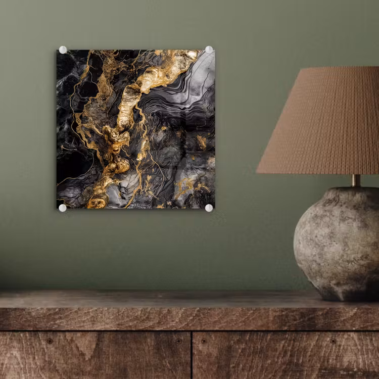 Marmer - Zwart - Goud - Abstract plexiglas 5mm klein -sfeer3