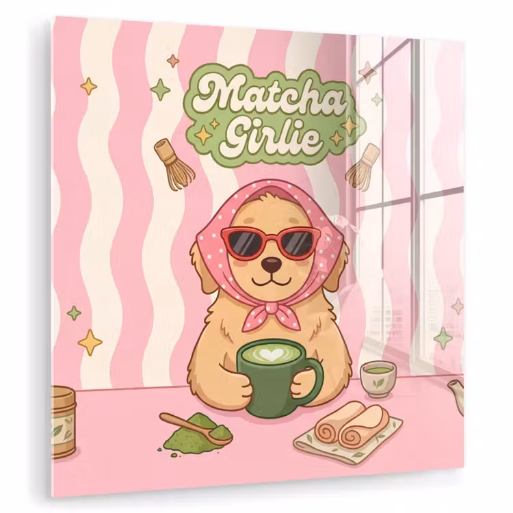 Matcha - Hond - Roze - Groen plexiglas 5mm klein -zzzproduct_nieuw