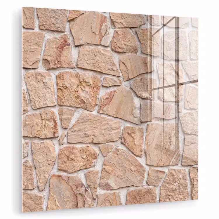 Muur - Steen - Patroon - Rustiek - Beige plexiglas 5mm klein -zzzproduct_nieuw