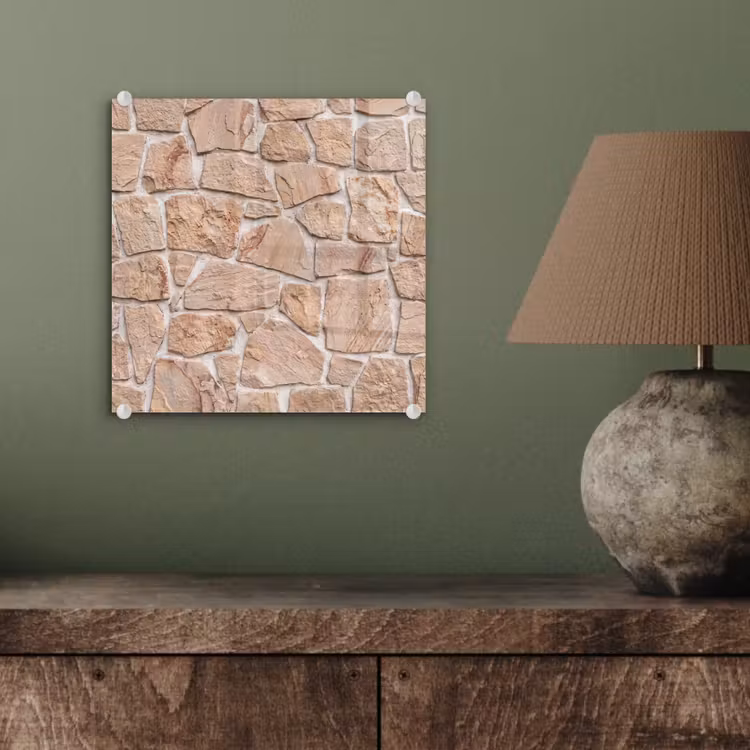Muur - Steen - Patroon - Rustiek - Beige plexiglas 5mm klein -sfeer3