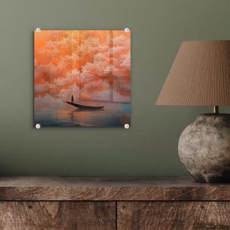 Zee - Boot - Wolken - Oranje plexiglas 5mm klein -sfeer3