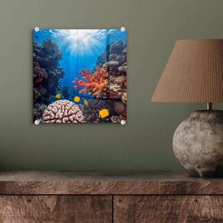 Zee - Koraalrif - Natuur - Levendig - Blauw plexiglas 5mm klein -sfeer3