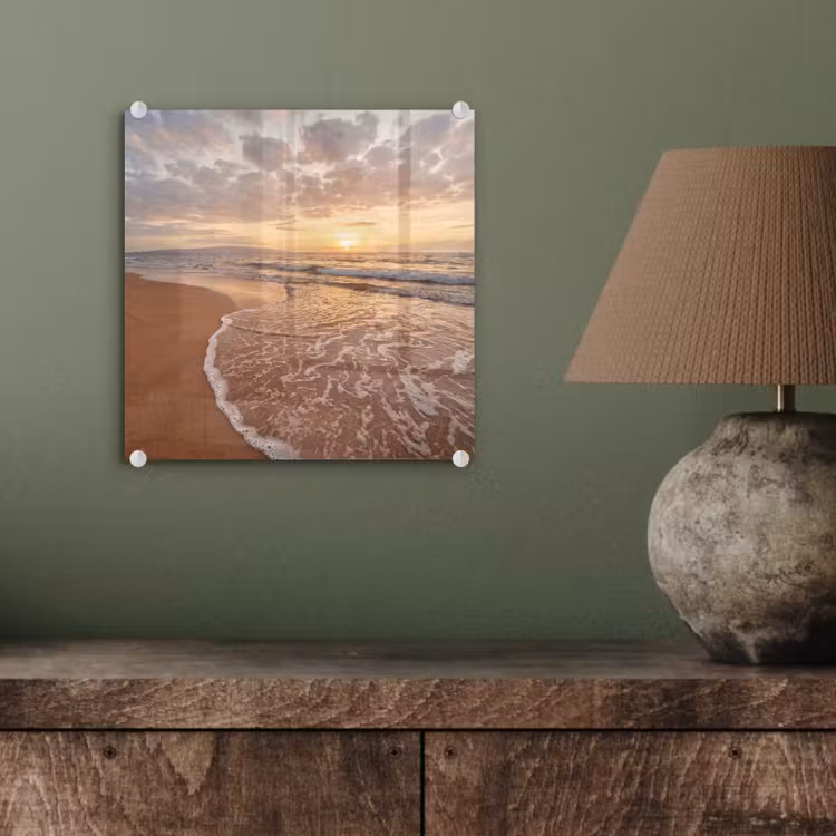 Zee - Kustlijn - Wolken - Landschap - Oranje plexiglas 5mm klein -sfeer3