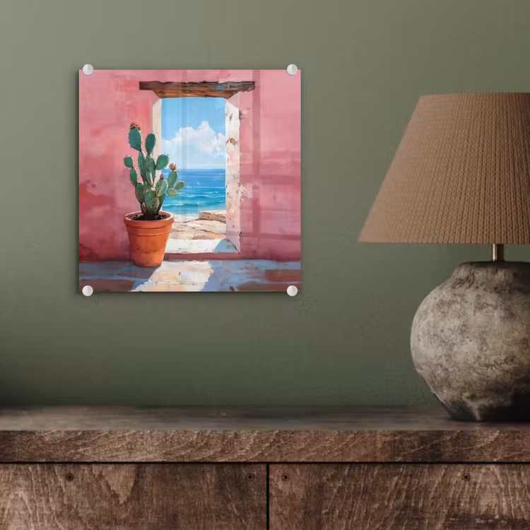 Zee - Roze - Cactus plexiglas 5mm klein -sfeer3