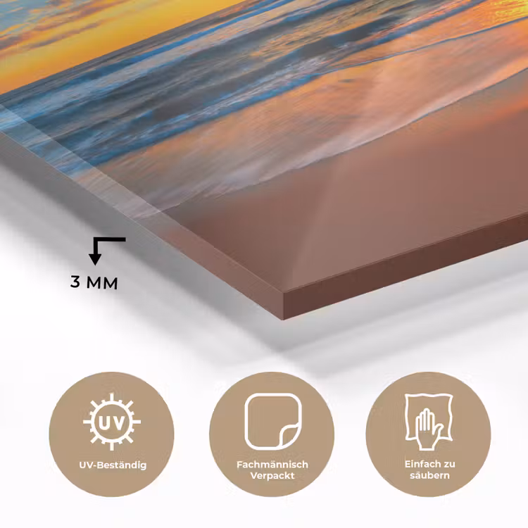 Zee - Zonsondergang - Strand - Wolken - Oranje plexiglas 5mm klein -wsfeer2_DE
