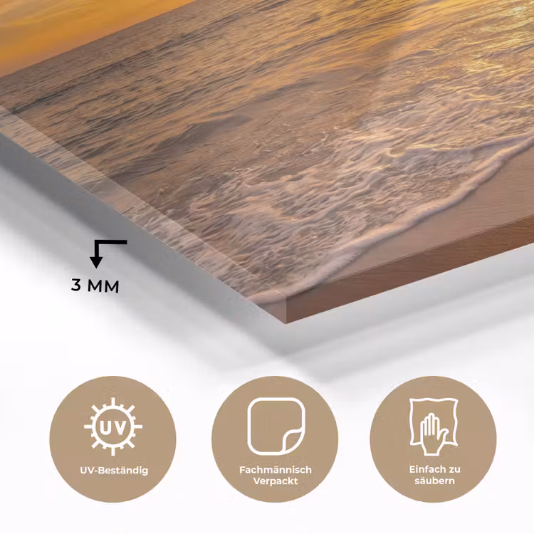 Zee - Zonsondergang - Golven - Kust - Oranje plexiglas 5mm klein -wsfeer2_DE