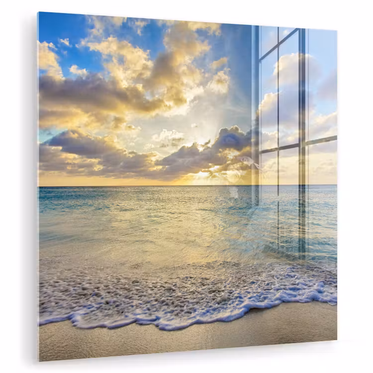 Zee - Strand - Wolken - Zon plexiglas 5mm klein -zzzproduct_nieuw