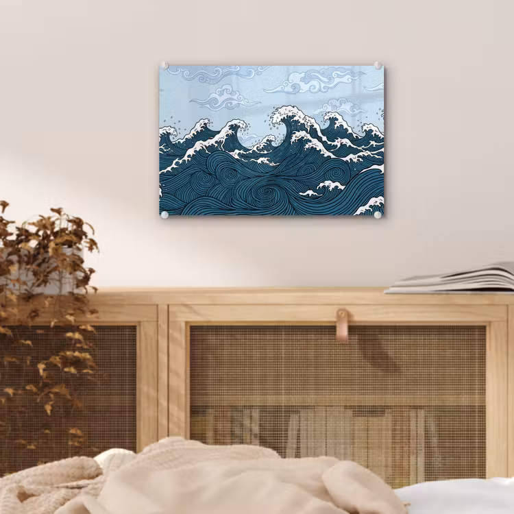 Zee - Golven - Japans - Natuur - Blauw plexiglas 5mm klein -sfeer3