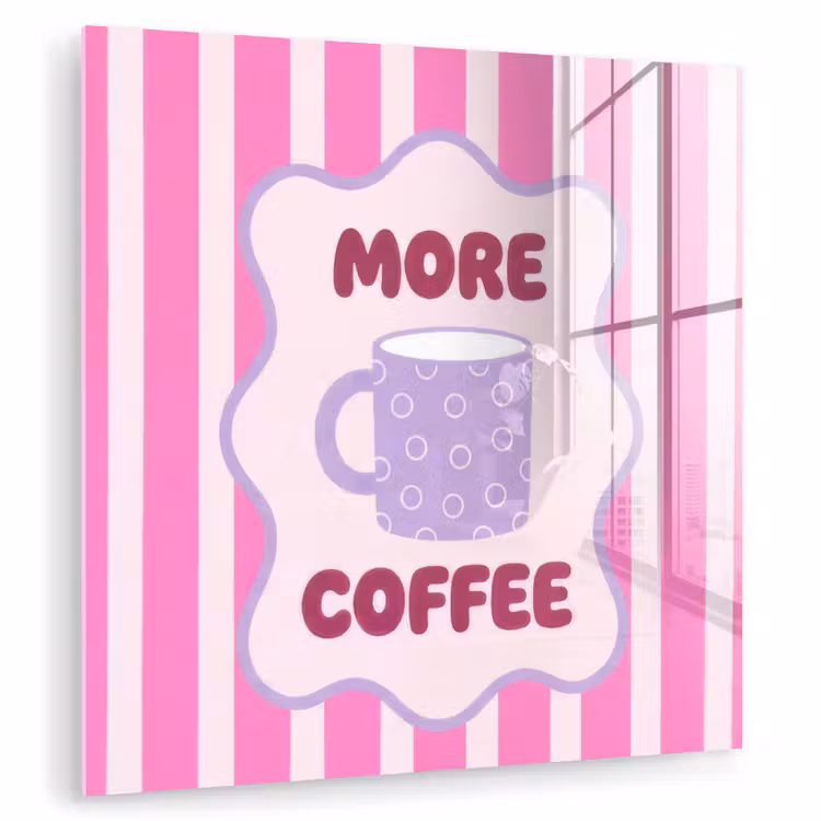 More coffee - Roze - Paars - Strepen - Mok plexiglas 5mm klein -zzzproduct_nieuw