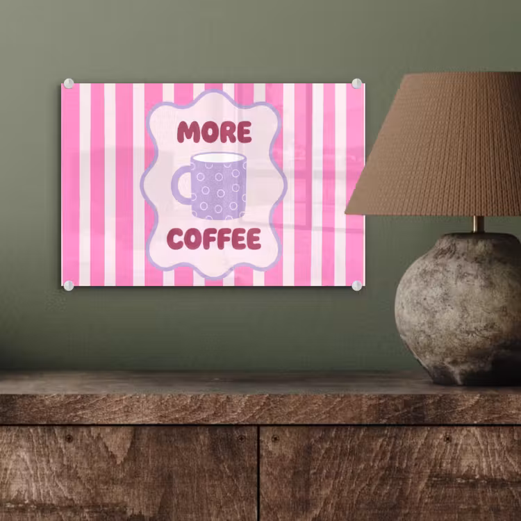More coffee - Roze - Paars - Strepen - Mok plexiglas 5mm klein -wsfeer2_DE