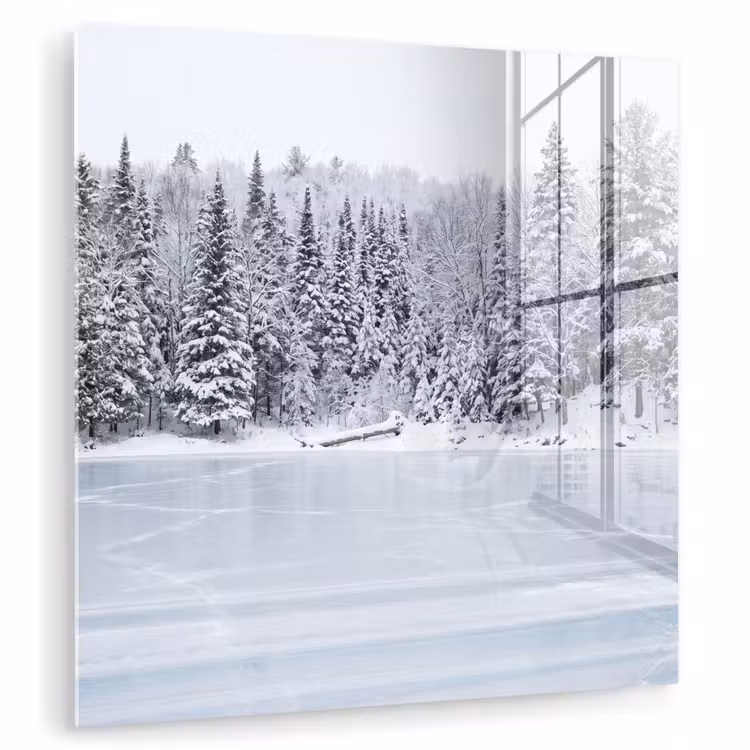 Meer - Dennen - IJs - Winter - Rustgevend plexiglas 5mm klein -zzzproduct_nieuw