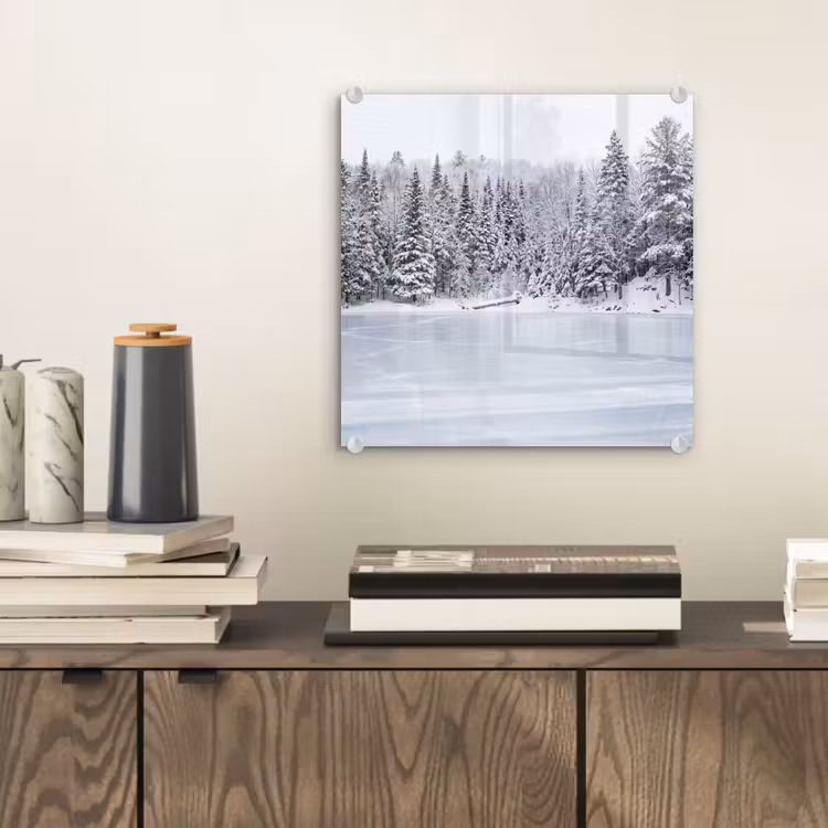Meer - Dennen - IJs - Winter - Rustgevend plexiglas 5mm klein -sfeer1