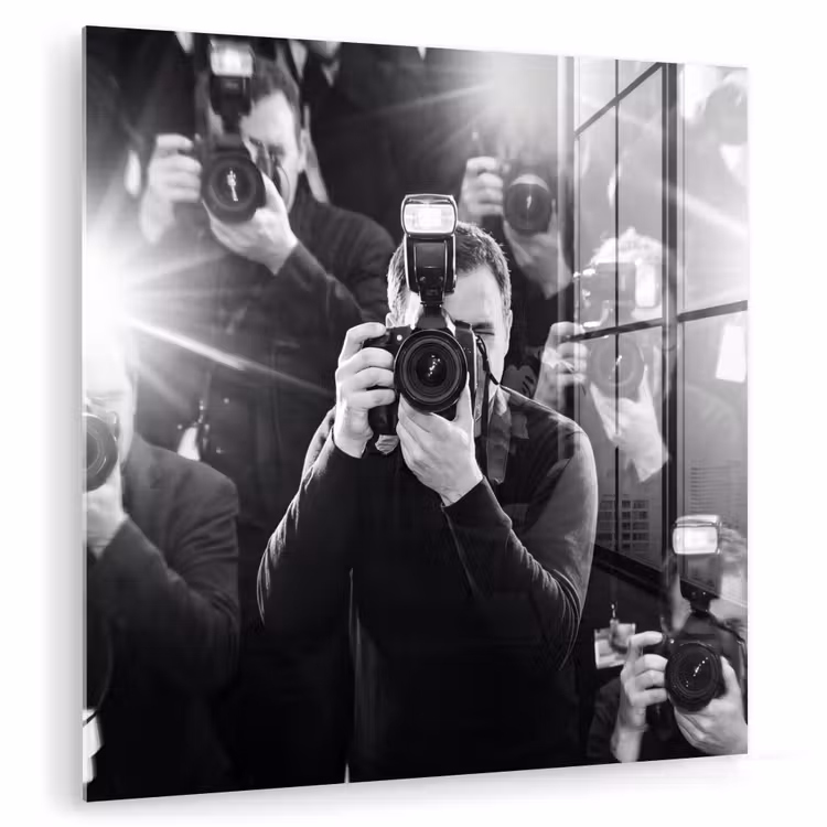 Mensen - Camera - Flitslicht - Zwart-wit - Media plexiglas 5mm klein -zzzproduct_nieuw