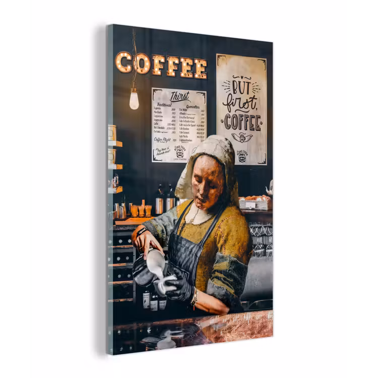 Melkmeisje - Barista - Koffie - Vintage - Kunst - Abstract - Schilderij - Oude meesters plexiglas 5mm klein -z3d