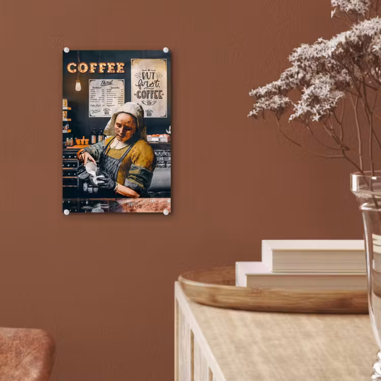 Melkmeisje - Barista - Koffie - Vintage - Kunst - Abstract - Schilderij - Oude meesters plexiglas 5mm klein -sfeer5
