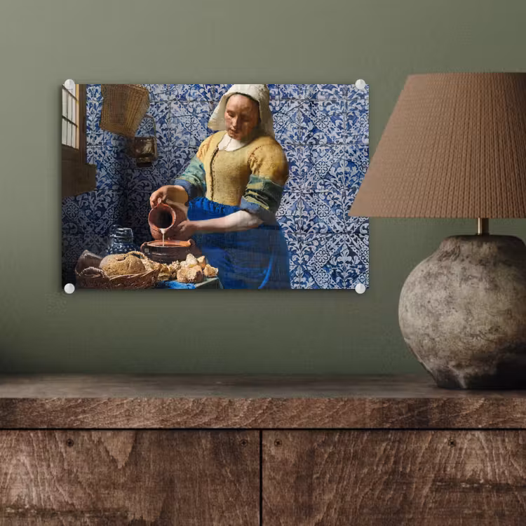 Melkmeisje - Delfts Blauw - Vermeer - Schilderij - Oude meesters plexiglas 5mm klein -sfeer3