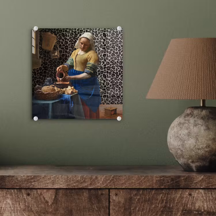 Melkmeisje - Kunst - Panterprint - Vermeer - Schilderij - Oude meesters plexiglas 5mm klein -sfeer3