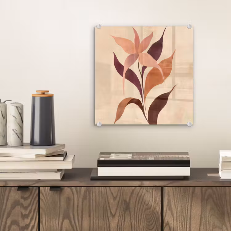 Minimalistisch - Bloem - Bladeren - Beige plexiglas 5mm klein -sfeer1