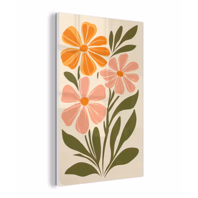 Minimalistisch - Bloemen - Bladeren - Roze plexiglas 5mm klein -z3d