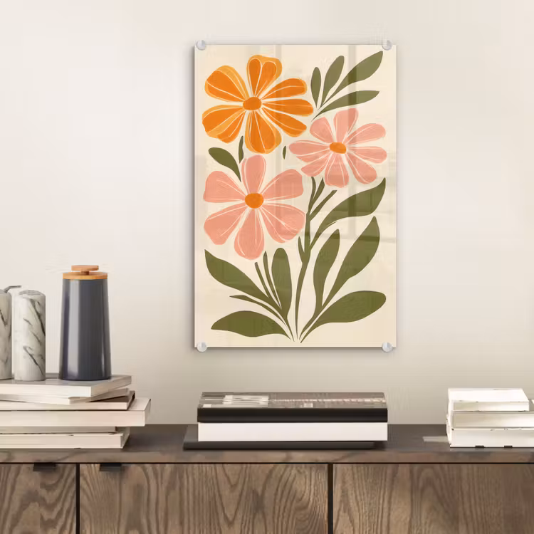 Minimalistisch - Bloemen - Bladeren - Roze plexiglas 5mm klein -sfeer1