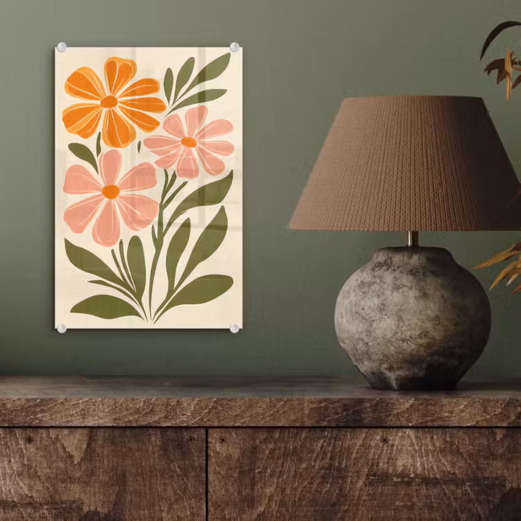 Minimalistisch - Bloemen - Bladeren - Roze plexiglas 5mm klein -sfeer3