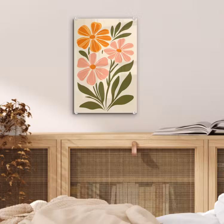 Minimalistisch - Bloemen - Bladeren - Roze plexiglas 5mm klein -sfeer4