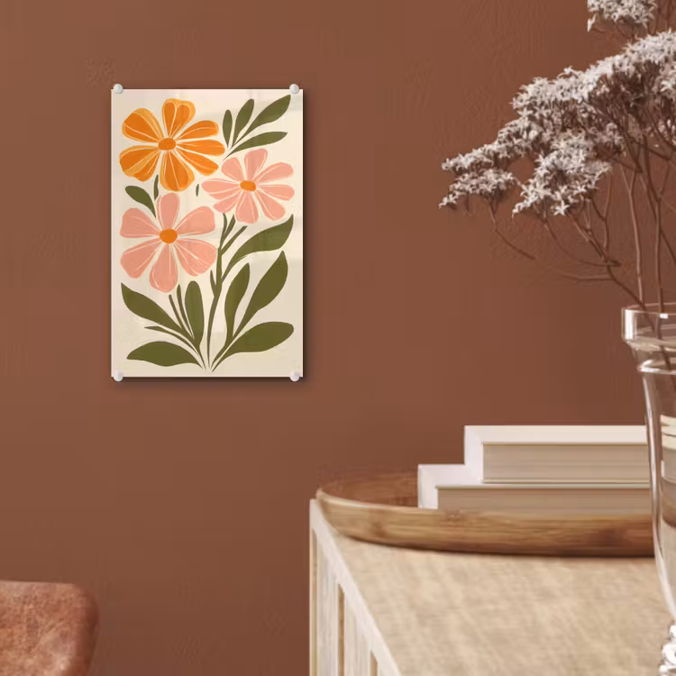 Minimalistisch - Bloemen - Bladeren - Roze plexiglas 5mm klein -sfeer5