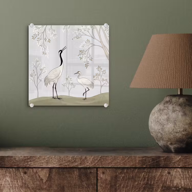 Minimalistisch - Kraanvogels - Blauw plexiglas 5mm klein -sfeer3