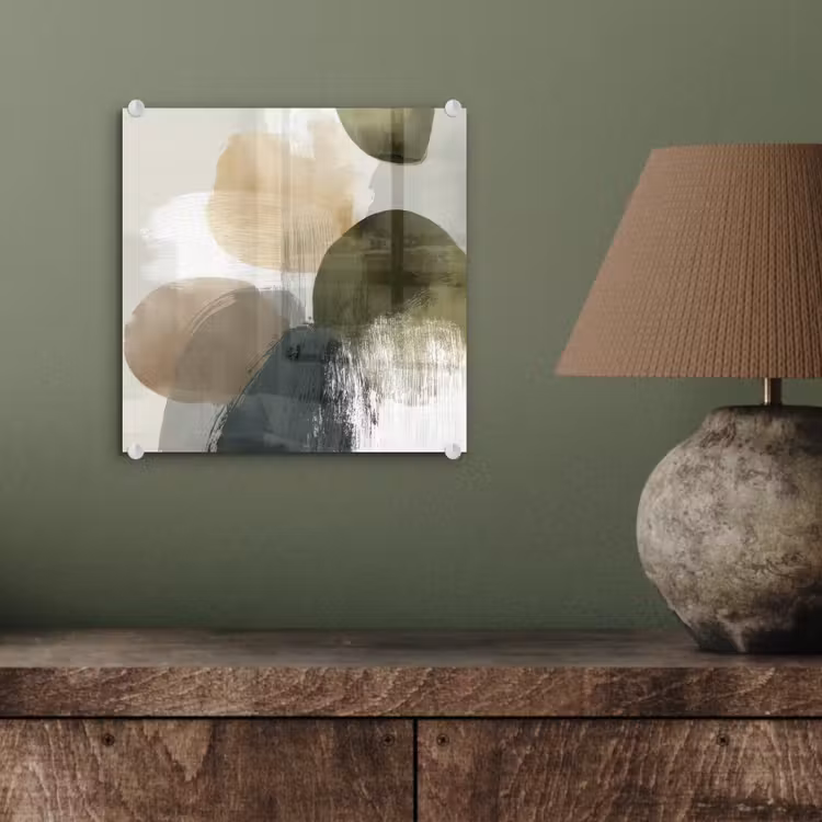 Minimalistisch - Cirkels - Penseelstreken - Beige plexiglas 5mm klein -sfeer3