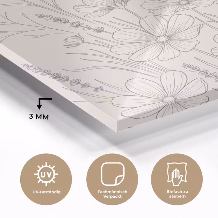 Minimalistisch - Modern - Bloemen - Beige plexiglas 5mm klein -wsfeer2_DE